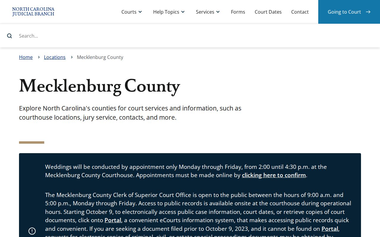 Mecklenburg County criminal court records courthouse information