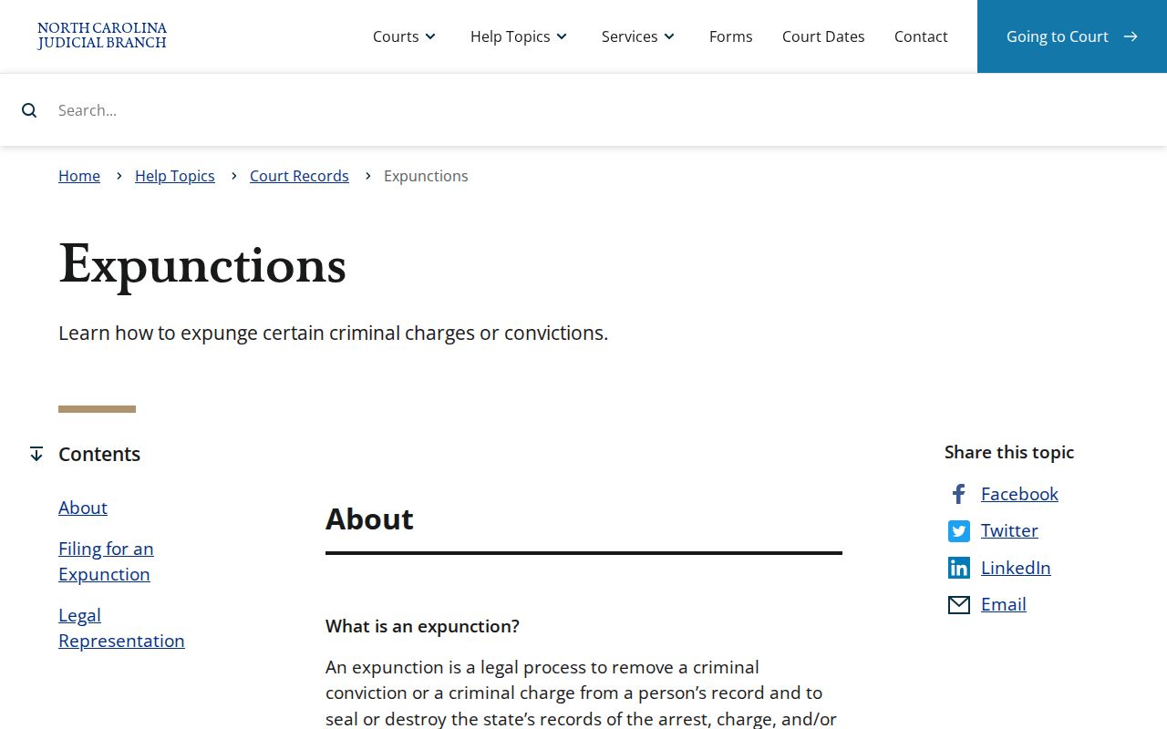 Mecklenburg County criminal record expunction forms and filing resource