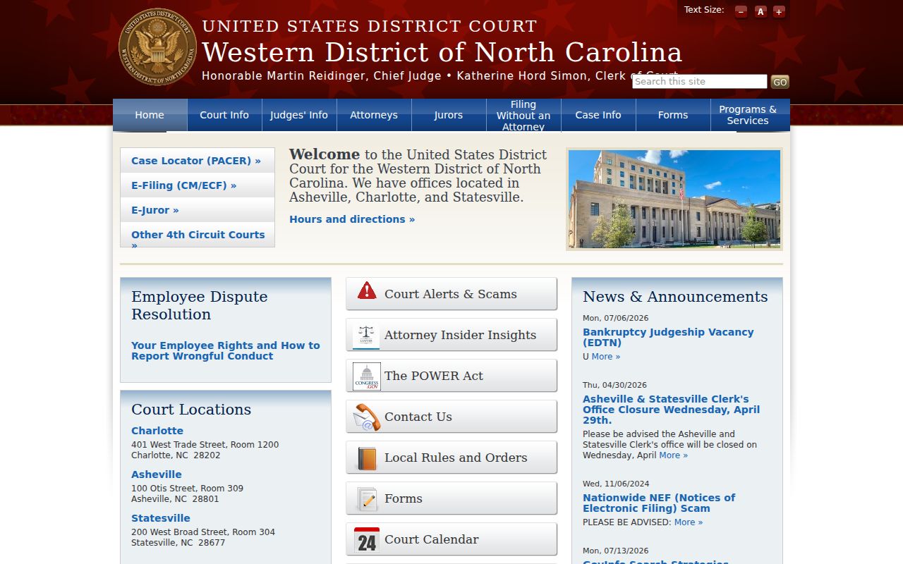 Federal Mecklenburg County criminal court records in the Western District